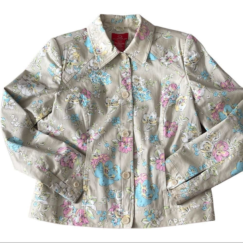 Oscar de la Renta Floral Button Down Jacket Size 12